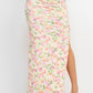 Front Knot Floral Top & Ruched Maxi Skirts Set