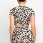 Front Knot Floral Top & Ruched Maxi Skirts Set