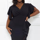 Ruffle Detailed Surplice Plus Size Midi Dress