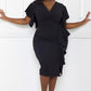 Ruffle Detailed Surplice Plus Size Midi Dress