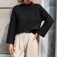 Loose Women's Knitted Cropped Sleeve Solid Color Sweater