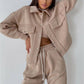 Solid color women's jacket jacket casual trousers suit long-sleeved jacket sweater two-piece suit