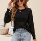 Solid Color Women's Knit Cutout Pullover Crew Neck Sweater