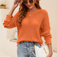 Solid Color Women's Knit Cutout Pullover Crew Neck Sweater