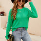 Solid Color Women's Knit Cutout Pullover Crew Neck Sweater