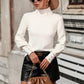 Pullover women's knitted sweater turtleneck beaded all-match sweater