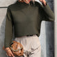 Loose Women's Knitted Cropped Sleeve Solid Color Sweater