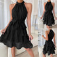 New style women's stitching sleeveless ruffled dress with pleated fabric