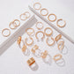 New niche design butterfly 8-character open ring set cross love pearl 23-piece ring