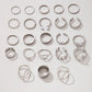 New niche design butterfly 8-character open ring set cross love pearl 23-piece ring