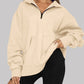 Women’s Solid Color Relaxed Zip Kangaroo Front Pocket Sweatshirt Pullover