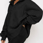Women’s Solid Color Relaxed Zip Kangaroo Front Pocket Sweatshirt Pullover