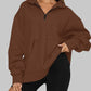 Women’s Solid Color Relaxed Zip Kangaroo Front Pocket Sweatshirt Pullover