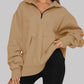 Women’s Solid Color Relaxed Zip Kangaroo Front Pocket Sweatshirt Pullover