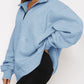 Women’s Solid Color Relaxed Zip Kangaroo Front Pocket Sweatshirt Pullover
