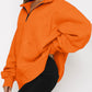 Women’s Solid Color Relaxed Zip Kangaroo Front Pocket Sweatshirt Pullover