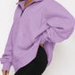 Women’s Solid Color Relaxed Zip Kangaroo Front Pocket Sweatshirt Pullover