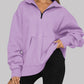 Women’s Solid Color Relaxed Zip Kangaroo Front Pocket Sweatshirt Pullover