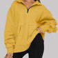 Women’s Solid Color Relaxed Zip Kangaroo Front Pocket Sweatshirt Pullover