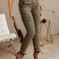 Women's Solid Color Ankle Cargo Pants
