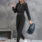 New solid color casual pleated hooded long-sleeved suit