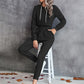 New solid color casual pleated hooded long-sleeved suit