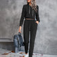 New solid color casual pleated hooded long-sleeved suit