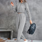 New solid color casual pleated hooded long-sleeved suit
