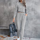 New solid color casual pleated hooded long-sleeved suit