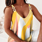 Women's Color Block Chain Strap Knit Blend Halter Top