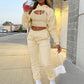 Women's Drawstring Solid Color Hoodie Long Sleeve Drawstring Trousers Vest Three-Piece Suit