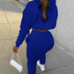 Women's Drawstring Solid Color Hoodie Long Sleeve Drawstring Trousers Vest Three-Piece Suit