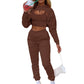 Women's Drawstring Solid Color Hoodie Long Sleeve Drawstring Trousers Vest Three-Piece Suit