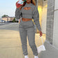 Women's Drawstring Solid Color Hoodie Long Sleeve Drawstring Trousers Vest Three-Piece Suit