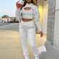 Women's Drawstring Solid Color Hoodie Long Sleeve Drawstring Trousers Vest Three-Piece Suit