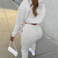 Women's Drawstring Solid Color Hoodie Long Sleeve Drawstring Trousers Vest Three-Piece Suit