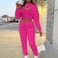 Women's Drawstring Solid Color Hoodie Long Sleeve Drawstring Trousers Vest Three-Piece Suit