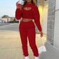 Women's Drawstring Solid Color Hoodie Long Sleeve Drawstring Trousers Vest Three-Piece Suit
