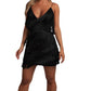 Sexy Dress Tassel Stitching Sexy Backless Evening Dress Deep V Neck Dress