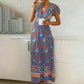 Women's Bohemian Print Wrap Maxi Dress