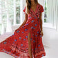 Women's Bohemian Print Wrap Maxi Dress