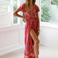 Women's Bohemian Print Wrap Maxi Dress