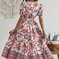 All-over positioning print printed puff-sleeved maxi-neck dress