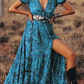 Women's Button Front Print Short Sleeve Maxi Dress