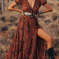 Women's Button Front Print Short Sleeve Maxi Dress