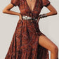 Women's Button Front Print Short Sleeve Maxi Dress