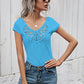Women's Solid Color Short Sleeve Top With Lace