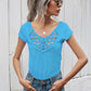 Women's Solid Color Short Sleeve Top With Lace