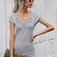 Women's Solid Color Short Sleeve Top With Lace