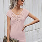 Women's Solid Color Short Sleeve Top With Lace